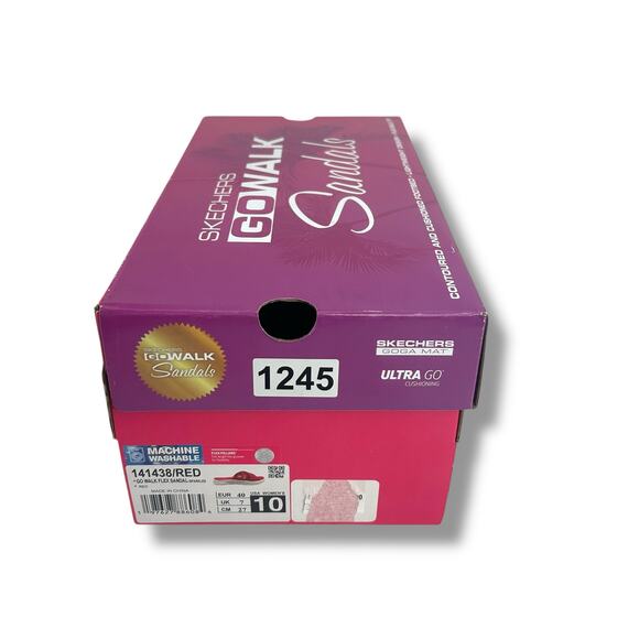 NEW Skechers Go Walk Flex Sandals Size 10 Patriotic Slip On Red Sparkles Flat - Picture 7 of 12